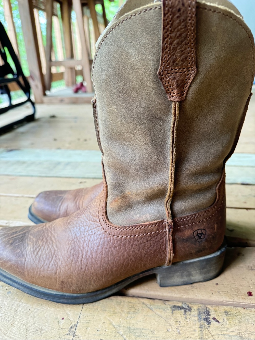 Ariat Brown Leather Suede Western Pull-On Boots